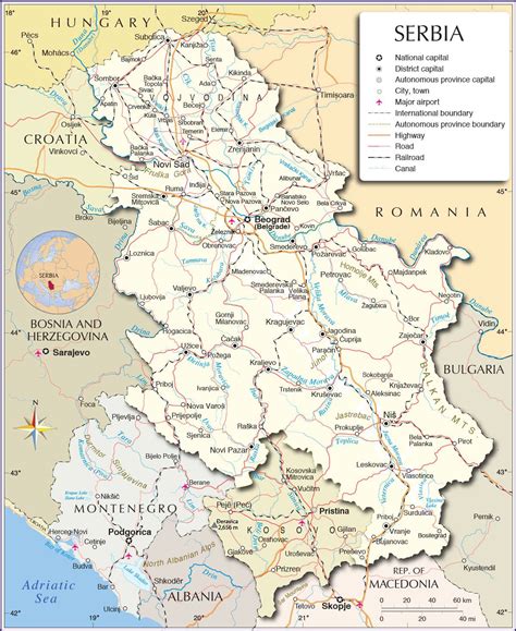 Carte de la Serbie - Plusieurs cartes du pays en Europe