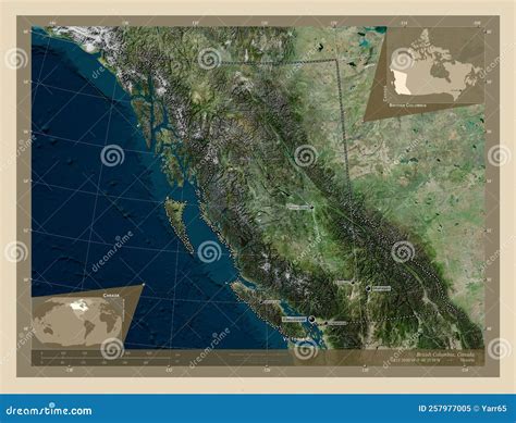 British Columbia, Canada. High-res Satellite. Labelled Points of Cities Stock Illustration ...