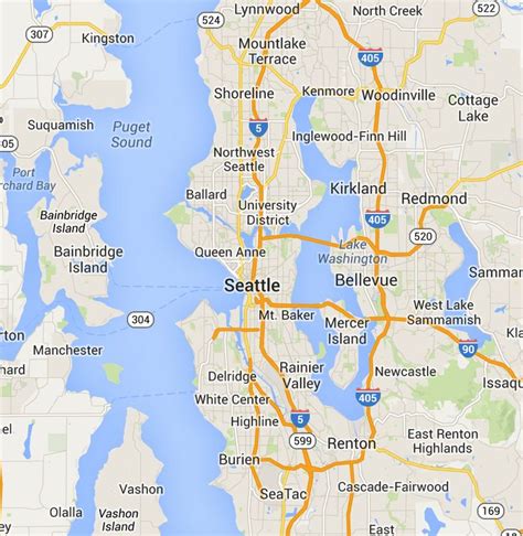 Seattle Area Map 的图像结果