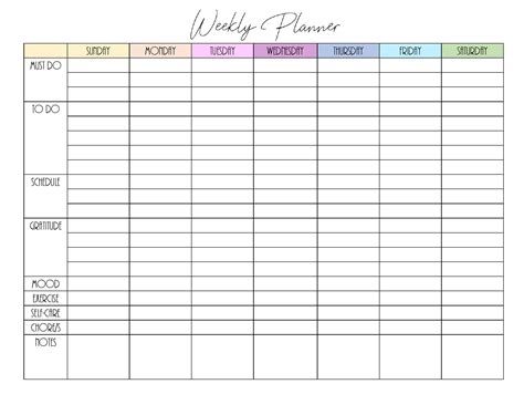 Free printable weekly schedule 15 minute increments, Download Free ...