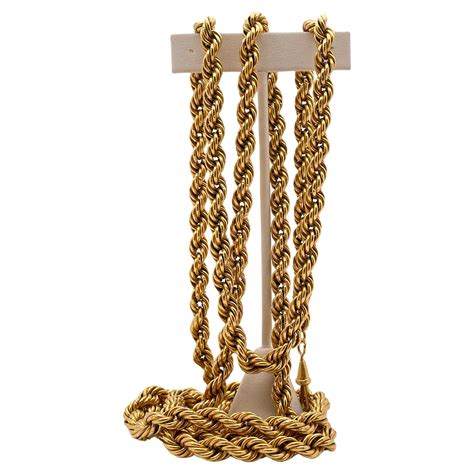 18K Yellow Gold 59 Inch Rope Chain Necklace For Sale at 1stDibs | thick ...