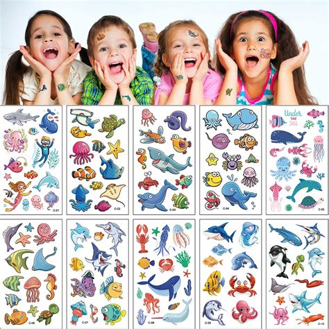 Buy Dream-catching Ocean Animals Temporary Tattoos for kids, Children ...