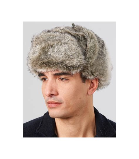 Mens winter fur hats with ear flaps clearance