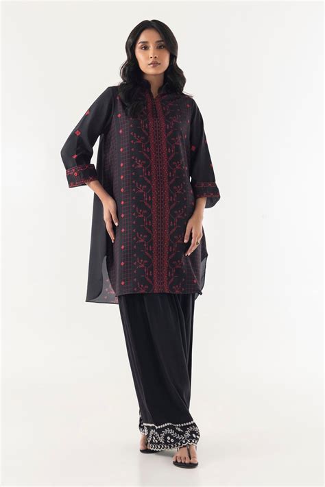 Stitched Black Printed Shirt (SS25BSP304) – Noor Lawns
