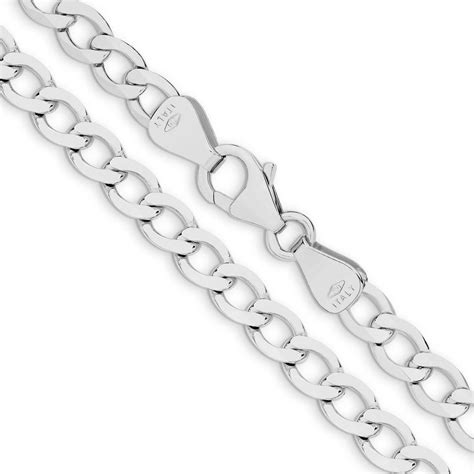 9k Solid White Gold New York Curb Chain Necklace - Custom Length ...