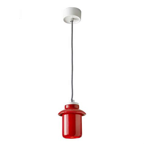 Suspended design lamp in red ceramic produced in Italy Asia