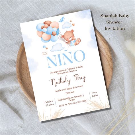 Spanish Baby Shower Printable Invitation for Boy - Invitación De Teddy ...