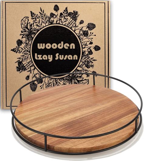 Amazon.com - TIDITA 18" Acacia Wood Lazy Susan Turntable with Metal ...