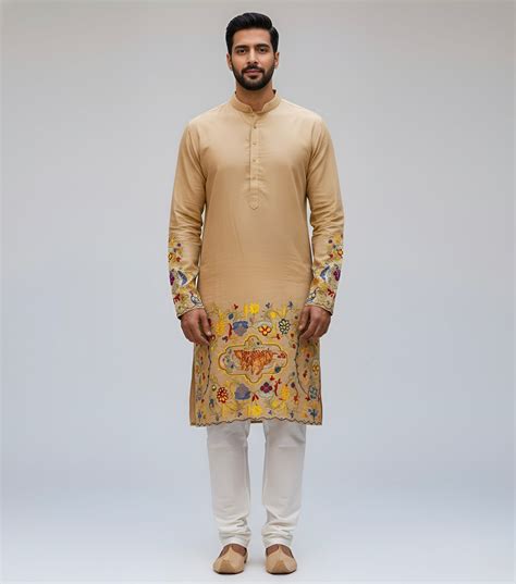 The Royal Bengal Kalamkari Kurta in Premium Cotton – Beige – Kalakarie