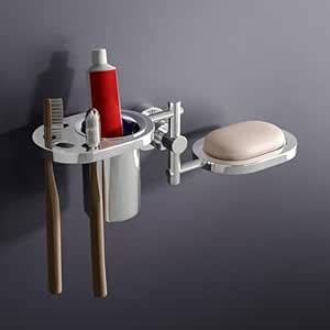 GLOXY Stainless Steel Soap Holder with Glass and Toothbrush Holder ...