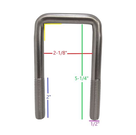 Square U-Bolt 1/2"-13 x 2-1/8" x 5-1/4" 304 Stainless Steel – EZ Loader ...