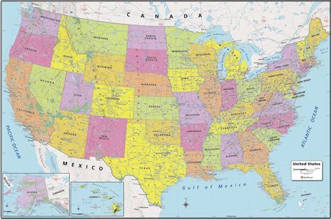 Amazon.com : MapSherpa: United States Wall Map - 36 x 24 inch Poster ...