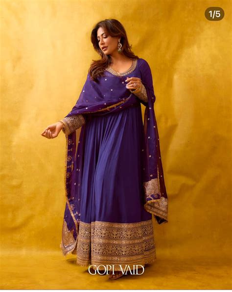 Purple Cinon Silk Anarkali Premium Suit Set – Shanaya Clothing
