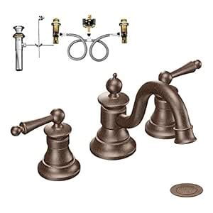 Moen KLWA-D-TS418ORB Waterhill Two-Handle High-Arc Lavatory Faucet, Oil ...