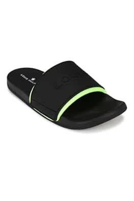 Buy Louis Philippe Men Black Logo Embossed Sliders at Amazon.in