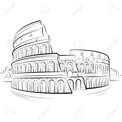 Colosseum Drawing Draw Famous Rome Buildings Architecture Landmarks ...