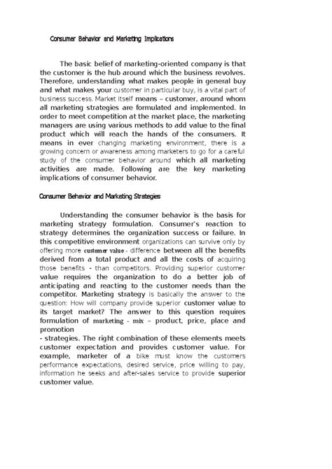 Consumer Behavior and Marketing Implications - Therefore, understanding ...