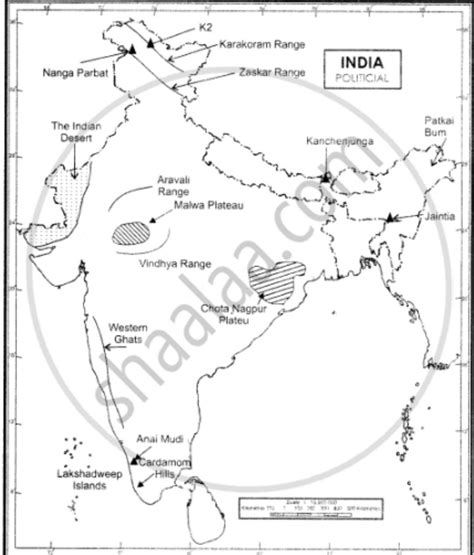 MAP SKILLSOn an outline map of India show the following. (1) Mountain ...