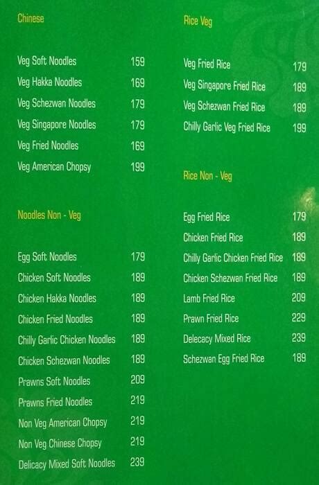 Menu at Delicacy Family Restaurant, Hyderabad, Metro Station