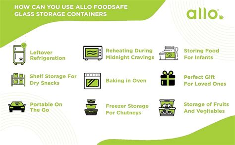 Allo Food Safe Borosilicate Glass Containers with Lids, 450°C Oven ...