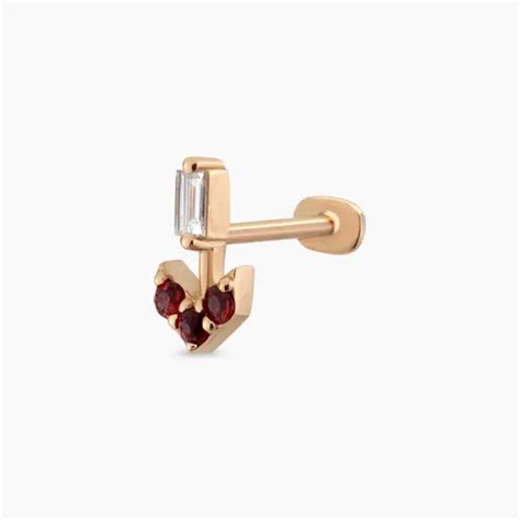 Sign Multicolor Sapphire and Baguette Cut Diamond Rose Gold Piercing
