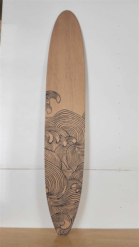 Wave Surfboard Wall Art | Surfboard Wall Decor | Wave Drawing ...