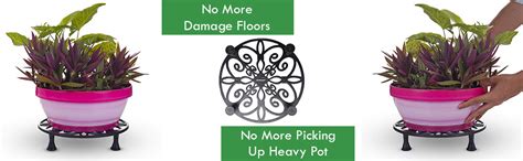 Sharpex Caddy Iron Round Rack Rustproof Sturdy Metal Potted Indoor ...