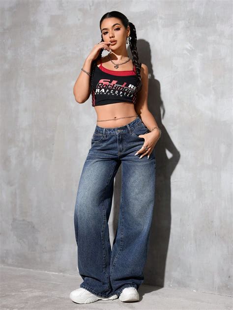 Midnight Acid Wash Wide-Leg Denim Jeans – Glossia Fashion