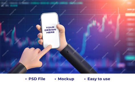 Premium PSD | A hand holding a smartphone on trading index exchange rate chart background 3d ...