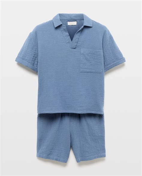 Pijama completo largo gasa liso abotonado de niño · Cotton Juice · El ...