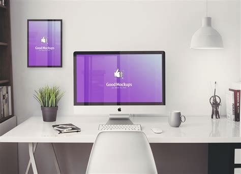 Free iMac 5k Office Workplace Mockup PSD | Mockup design, Mockup free ...