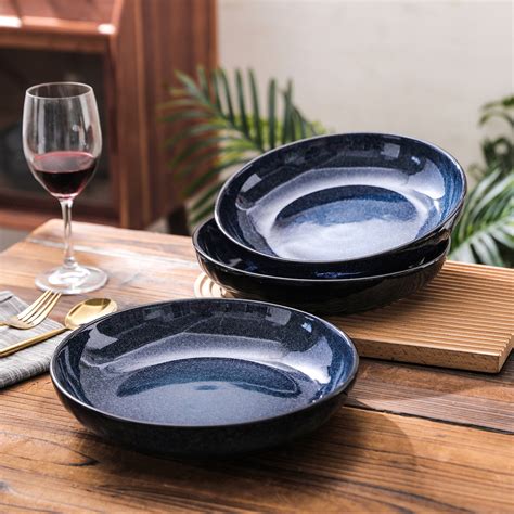 Large Salad Pasta Serving Bowls - Vicrays Ceramic Wide Shallow Bowls ...