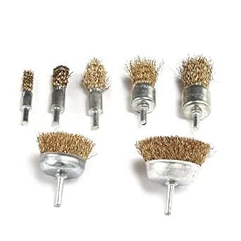 3NH® New 7 Pack Brass Wire Brush Wheel Cup Drill Attachments Edges Rust ...