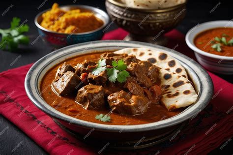 Mutton curry with a side of tandoori roti | Premium AI-generated image