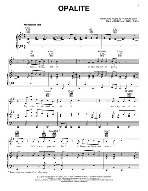 Download Opalite Sheet Music PDF - Taylor Swift | Easy Piano - 1841061