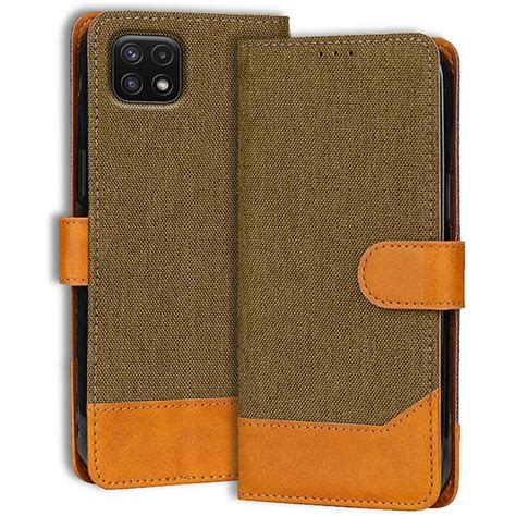 Ubros Network Denim & Leather Flip Cover for Samsung A22 5G | Inbuilt ...