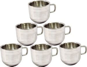 Mj Traders Pack of 6 Steel Prince 3mm thick stainless steel cup set ...