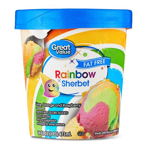 Great Value Rainbow Sherbet 16 fl oz Pint Sweet Treat Colorful Frozen ...