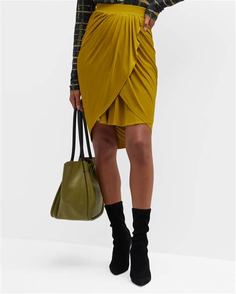 Proenza Schouler Eco Poplin Pleated Wrap Midi Skirt | Neiman Marcus