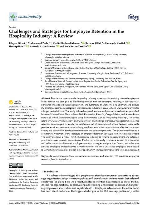 Strategies for Employee Retention in Hospitality Industry (SUST 2022 ...