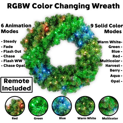 36" Lighted RGB+WW (Color Changing) Deluxe Colorado Pine Wreath ...