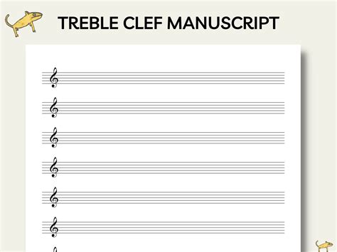 Free printable staff paper with treble clef, Download Free printable ...