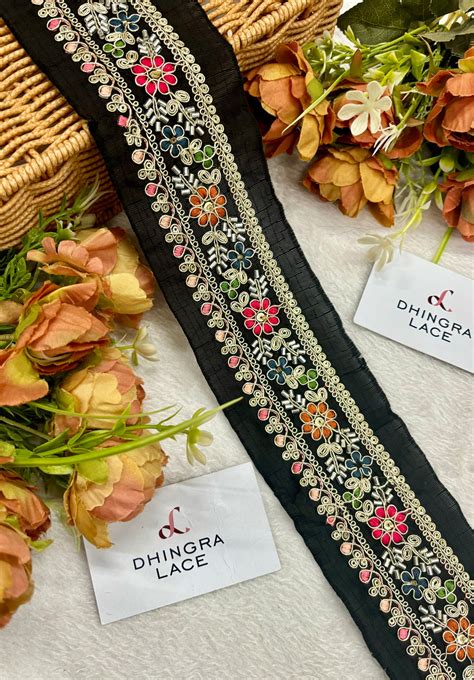 Beautiful Silk Based 2.5 Inches Broad Lace Black Multi 091024 – Dhingra ...