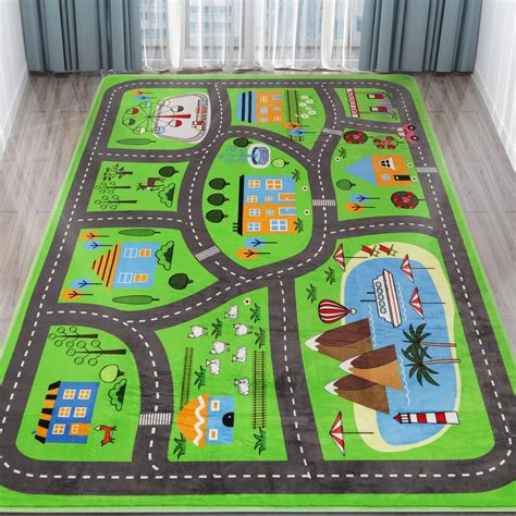 Amazon.com: LTKOUGFAM kids Playmat Car Rug, Kids Play Rugs Town City Road Map Rug, Large ...