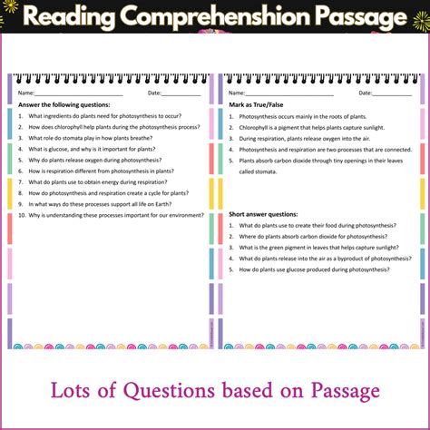 Photosynthesis and Respiration | Reading Comprehension Passage and Que ...