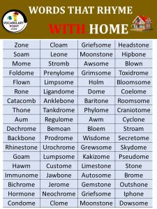 Words That Rhyme with Home - Vocabulary Point