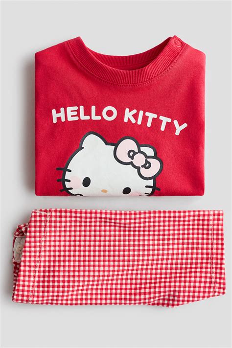 Red/Hello Kitty 2-piece printed cotton set for kids | H&M IN