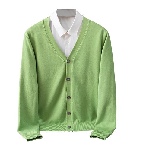 yillto Mens Cardigan Ribbed Knit V Neck Button down Soft Long Sleeve ...