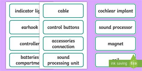 Cochlear Implant Sound Processor Word Cards