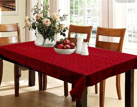 Weavers Villa Floral Cotton Net Rectangular 6 Seater Dining Table Cove